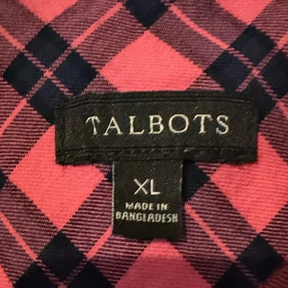 Talbots Vibrant Red and Black Checkered Shirt - Picture 2 of 4